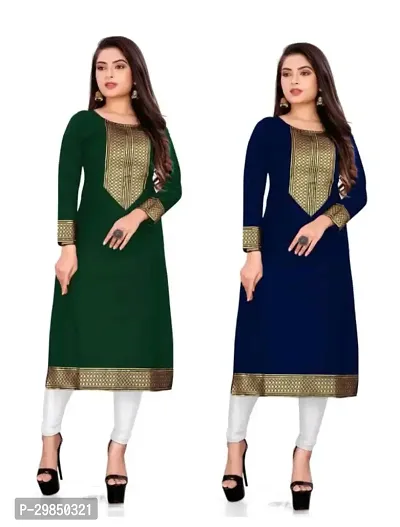 Stylish Multicoloured Cotton Slub Kurta For Women Pack Of 2