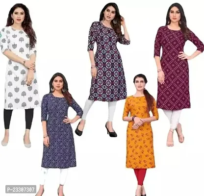 Stylish Crepe Stitched Kurta For Women Pack Of 5-thumb0