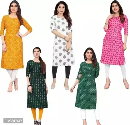 Stylish Crepe Stitched Kurta For Women Pack Of 5-thumb0