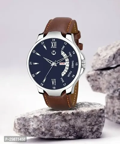 Brown Leather Formal Watch Day And Date Watch For Men Leather Watch for Men Wrist Watch