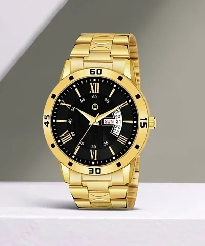 Chain Dial Formal Men's Watch Day And Date Analog Wrist Watch For Men