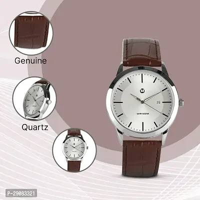 Brown Leather Formal Watch Day Dial Watch For Men Leather Watch for Men Wrist Watch-thumb3