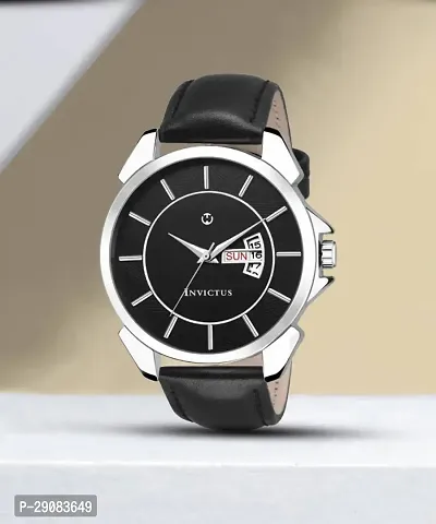 Black  Leather Formal Watch Day and Date Dial Watch For Men Leather Watch for Men Wrist Watch-thumb0