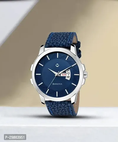 Blue Leather Formal Watch Day and Date Dial Watch For Men Leather Watch for Men Wrist Watch