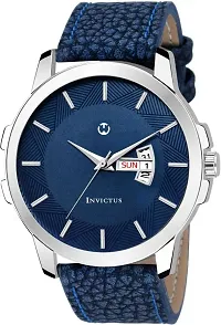 Blue Leather Formal Watch Day and Date Dial Watch For Men Leather Watch for Men Wrist Watch-thumb1