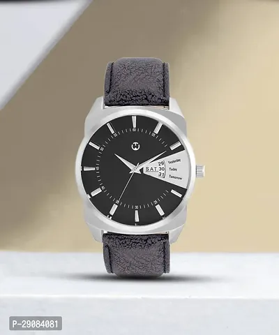 Black Leather Formal Watch Day and Date Dial Watch For Men Leather Watch for Men Wrist Watch