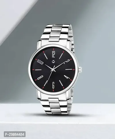 Silver Stainless Steel Black Dial Formal Men's Watch Analog Wrist Watch For Men