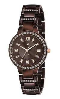 Brown Golden Chain Brown Dial Formal Women's Watch Day And Date Golden Analog Wrist Watch For Women-thumb3