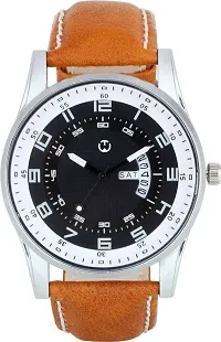 Brown Leather Formal Watch Day and Date Dial Watch For Men Leather Watch for Men Wrist Watch-thumb2