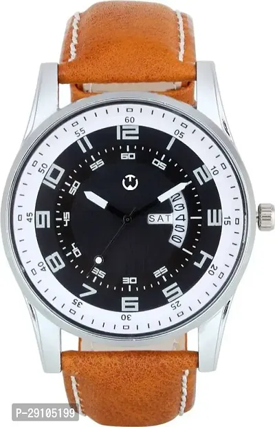 Brown Leather Formal Watch Day and Date Dial Watch For Men Leather Watch for Men Wrist Watch-thumb3