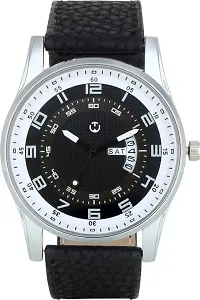 Black Leather Formal Watch Day and Date Dial Watch For Men Leather Watch for Men Wrist Watch-thumb2