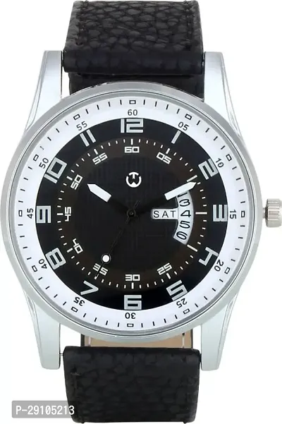 Black Leather Formal Watch Day and Date Dial Watch For Men Leather Watch for Men Wrist Watch-thumb3