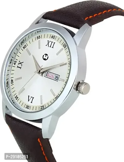 Brown Leather Formal Watch Day and Date Dial Watch For Men Leather Watch for Men Wrist Watch-thumb3