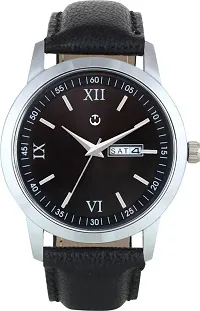 Black Leather Formal Watch Day and Date Dial Watch For Men Leather Watch for Men Wrist Watch-thumb1