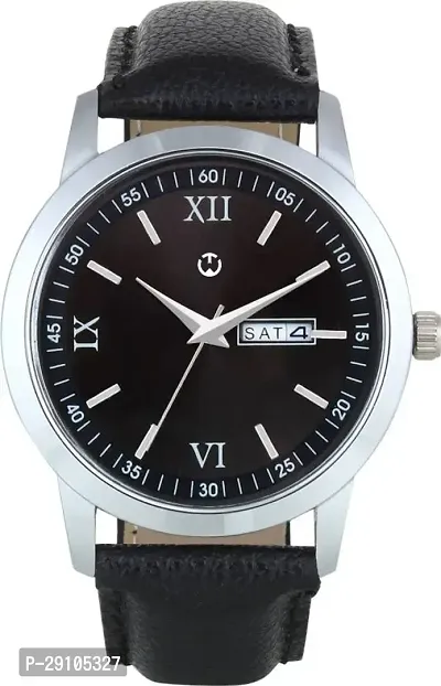 Black Leather Formal Watch Day and Date Dial Watch For Men Leather Watch for Men Wrist Watch-thumb2