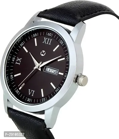 Black Leather Formal Watch Day and Date Dial Watch For Men Leather Watch for Men Wrist Watch-thumb5