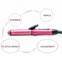 2 in 1 Hair Straightener and Curler(2 in 1 Combo) hair straightening machine, Beauty Set of Professional Hair Straightener Hair Straightener and Hair Curler with Ceramic Plate For Women, Pink-thumb2