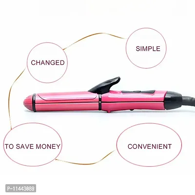 2 in 1 Hair Straightener and Curler(2 in 1 Combo) hair straightening machine, Beauty Set of Professional Hair Straightener Hair Straightener and Hair Curler with Ceramic Plate For Women, Pink-thumb3