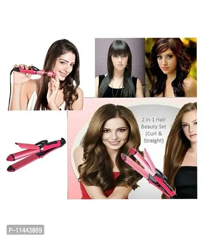 2 in 1 Hair Straightener and Curler(2 in 1 Combo) hair straightening machine, Beauty Set of Professional Hair Straightener Hair Straightener and Hair Curler with Ceramic Plate For Women, Pink-thumb4