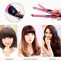 Womens and Mens 2 in 1 Straightener Curler, Hair Styling Tools Hair Curler and Straightener Corded Electric Beauty Set with Free Wooden Design Comb (Pink)-thumb3