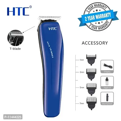 Rechargeable Cordless Stainless Steel Blade Beard Trimmer, 45 Minutes Cordless Beard Trimmer And Hair Clipper With 4 User guide Brush Clip For Grooming (AT-528_Blue)