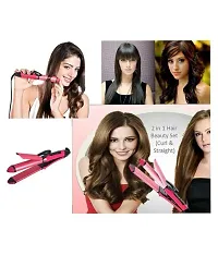 NOVA 2 in 1 Hair Straightener NHC-2009 - Pink Nova Crimper res AN-8006 Mini Crimper Hair Styler For Womens and Teens, Pack of 01 Pcs-thumb3