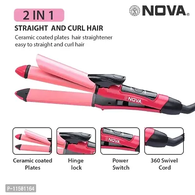 NHC 2009 2 in 1 Hair Straightener and Curler (Pink)(Straightenercurler for women  men)-thumb0