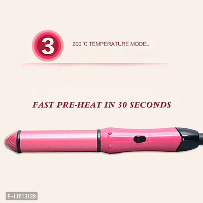 2 IN 1 STRAIGHTENER CURLER , HAIR STYLING TOOLS FOR GIRLS , WOMEN  MEN , HAIR CURLER  STRAIGHTENER CORDED ELECTRIC BEAUTY SET (PINK)-thumb2