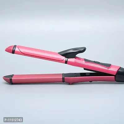 NH-2009 2 in 1 Hair Straightener and Curler, Pink-thumb2