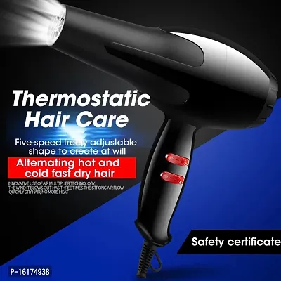 Professional 6130 Hair Dryer for Men and Women with Styling Nozzle, 2 Speed 2 Heat Settings Cool Button, Concentrator, Diffuser with Detachable Filter (BLACK , 1800 Watt)