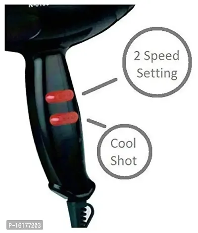 AZANIA Professional 6130 Hair Dryer for Men and Women with Styling Nozzle, 2 Speed 2 Heat Settings Cool Button, Concentrator, Diffuser with Detachable Filter (Red, 1800 Watt)-thumb2