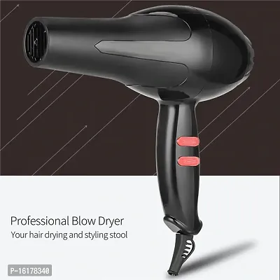 Professional 6130 Hair Dryer for Men and Women with Styling Nozzle, 2 Speed 2 Heat Settings Cool Button, Concentrator, Diffuser with Detachable Filter (BLACK, 1800 Watt)-thumb0