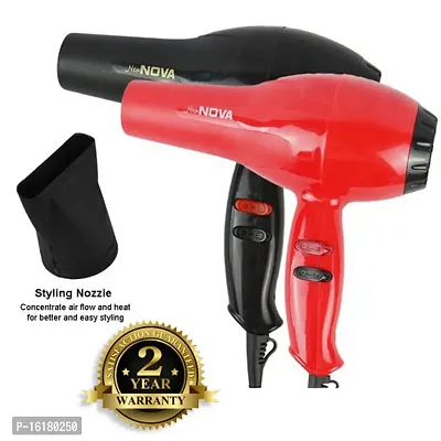 AZANIA Professional 6130 Hair Dryer for Men and Women with Styling Nozzle, 2 Speed 2 Heat Settings Cool Button, Concentrator, Diffuser with Detachable Filter (Red, AND  black 1800 Watt)-thumb0