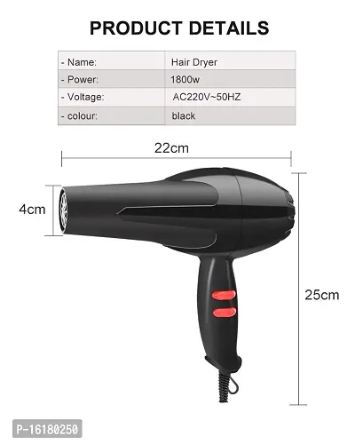 AZANIA Professional 6130 Hair Dryer for Men and Women with Styling Nozzle, 2 Speed 2 Heat Settings Cool Button, Concentrator, Diffuser with Detachable Filter (Red, AND  black 1800 Watt)-thumb5