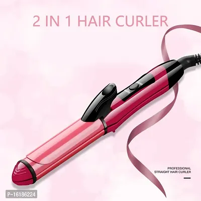 AZANIA NHC-2009 2 In 1 Hair Straightener And Curler, Professional use Women  Men with Ceramic Plate Straightener-thumb0