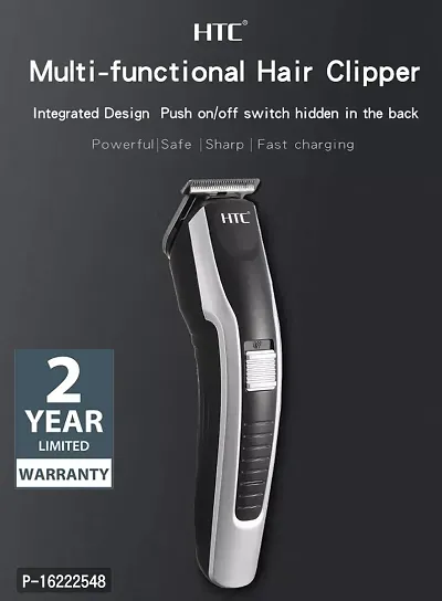 AZANIA AT-538 Rechargeable Hair Beard Trimmer for Men Trendy Styler HTC Trimmer Stainless Steel Sharp Blade Beard Shaver (Black)