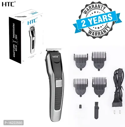 AZANIA AT-538 Rechargeable Hair Beard Trimmer for Men Trendy Styler HTC Trimmer Stainless Steel Sharp Blade Beard Shaver (Black)-thumb0