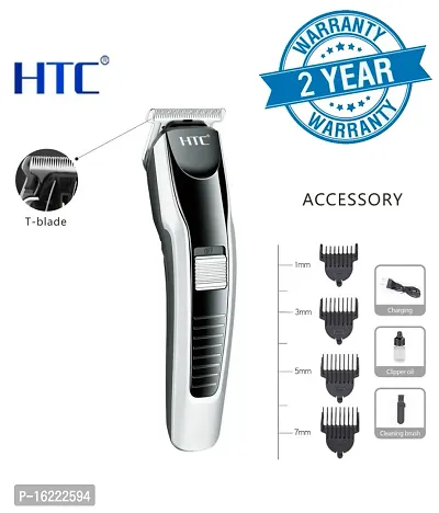 AZANIA AT-538 Rechargeable Hair Beard Trimmer for Men Trendy Styler HTC Trimmer Stainless Steel Sharp Blade Beard Shaver (Black)