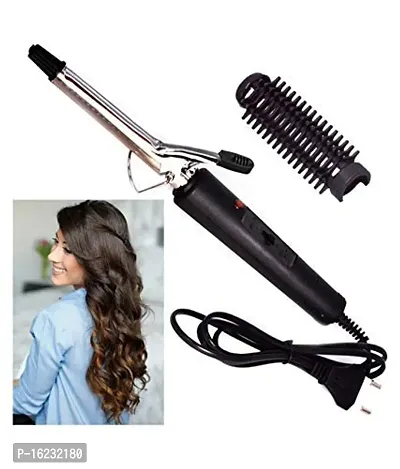 AZANIA NHC-471B Hair Curling Iron Rod for Women For Home Use Instant Heat Styling Brush Motor Styling Tool (Black) Curler_3-thumb0