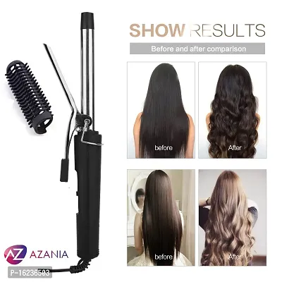 AZANIA NHC-471B Hair Curling Iron Rod for Women For Home Use Heat Styling Brush Styling Tool Professional Hair Styling Instant Heat Technology (Black)