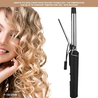 AZANIA NHC-471B Hair Curling Iron Rod for Home Use Instant Heat Styling Brush Styling Tool (black)-thumb2