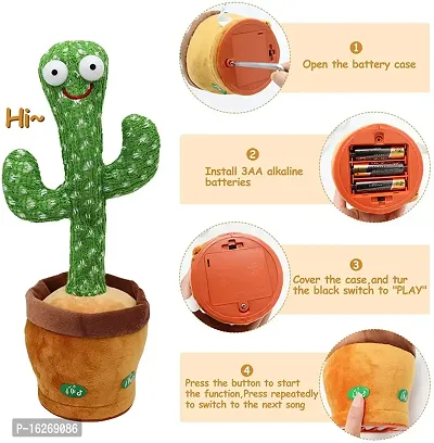 AZANIA Dancing Cactus Talking Toy, Cactus Plush Rechargeable Toy, Wriggle  Singing Recording Repeat What You Say Funny Education Toys for Babies Children Playing, Home Decorate (Cactus Toy)-thumb5