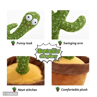 Dancing Cactus Talking Toy, Cactus Plush Rechargeable Toy, Wriggle  Singing Recording Repeat What You Say Funny Education Toys for Babies Children Playing, Home Decorate (Cactus Toy)-thumb4