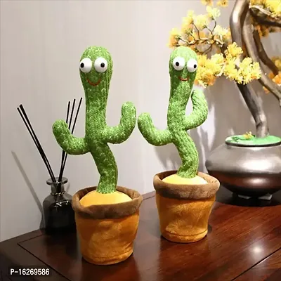 Dancing Cactus Talking Toy Kids Children Plush Electronic Toys Baby Singing Wriggle Voice Recording Repeats What You Say LED Lights Toddler Educational Funny Gift (Green)