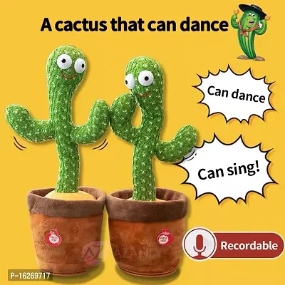 AZANIA Dancing Cactus Talking Toy Kids Children Plush Electronic Toys Baby Singing Wriggle Voice Recording Repeats What You Say LED Lights sit-to-Stand Ultimate (TOY2201)