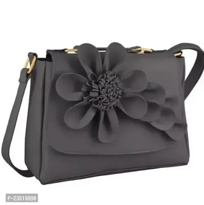 Stylish Grey Leather Sling Bags For Women