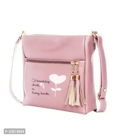Stylish Pink PU Sling Bags For Women-thumb0