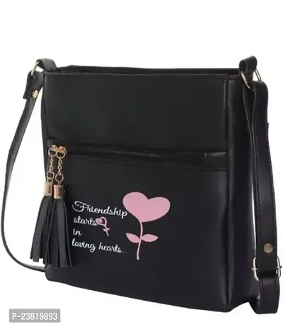 Stylish Black PU Sling Bags For Women