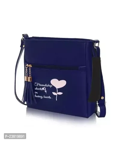 Stylish Navy Blue PU Sling Bags For Women
