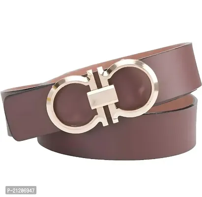 Boys Artificial Leather Belt For Casual, Formal and Party wear Golden Buckle Brown Belt Fit Upto 28-42 waist-thumb0
